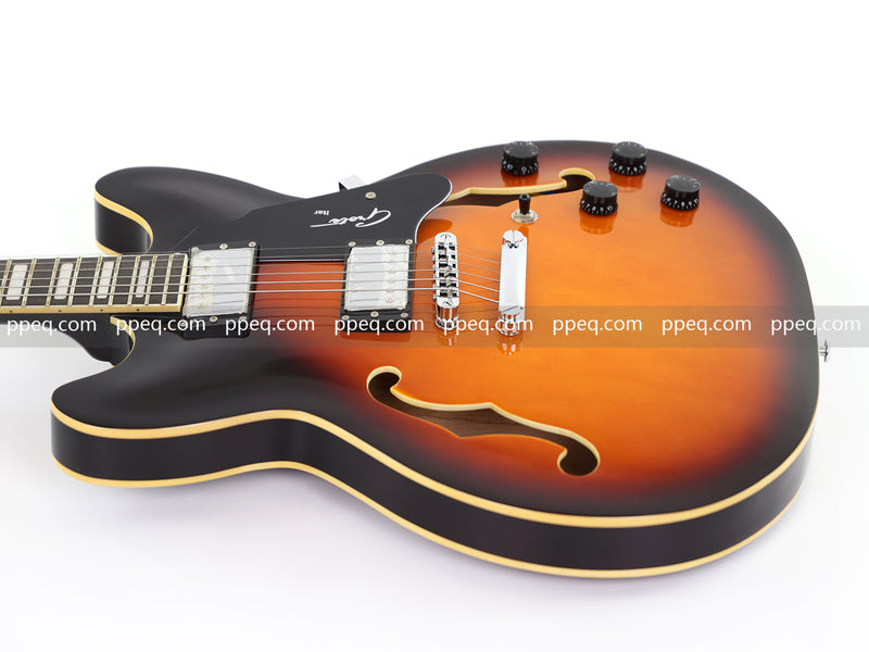 6-String ES-Style Semi-Hollow Body Electric Guitar with Sunburst Gloss Finish (YMZ-153)