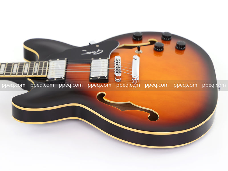 6-String ES-Style Semi-Hollow Body Electric Guitar with Sunburst Gloss Finish (YMZ-153)