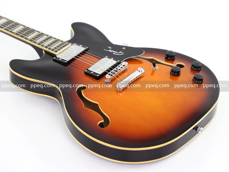 6-String ES-Style Semi-Hollow Body Electric Guitar with Sunburst Gloss Finish (YMZ-153)