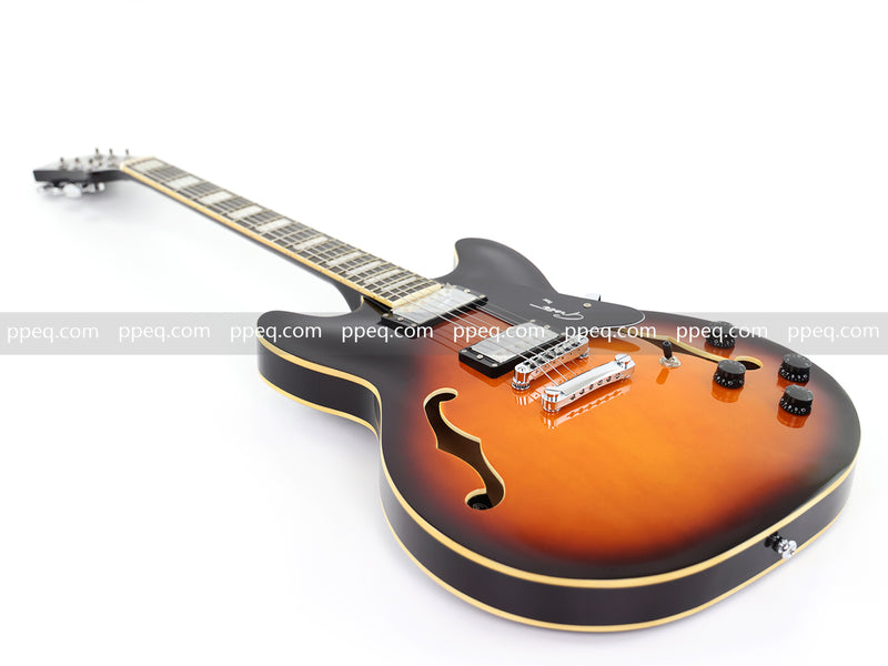 6-String ES-Style Semi-Hollow Body Electric Guitar with Sunburst Gloss Finish (YMZ-153)