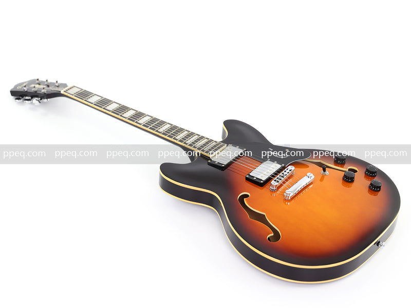 6-String ES-Style Semi-Hollow Body Electric Guitar with Sunburst Gloss Finish (YMZ-153)