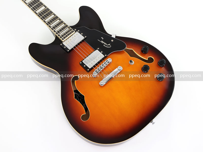 6-String ES-Style Semi-Hollow Body Electric Guitar with Sunburst Gloss Finish (YMZ-153)