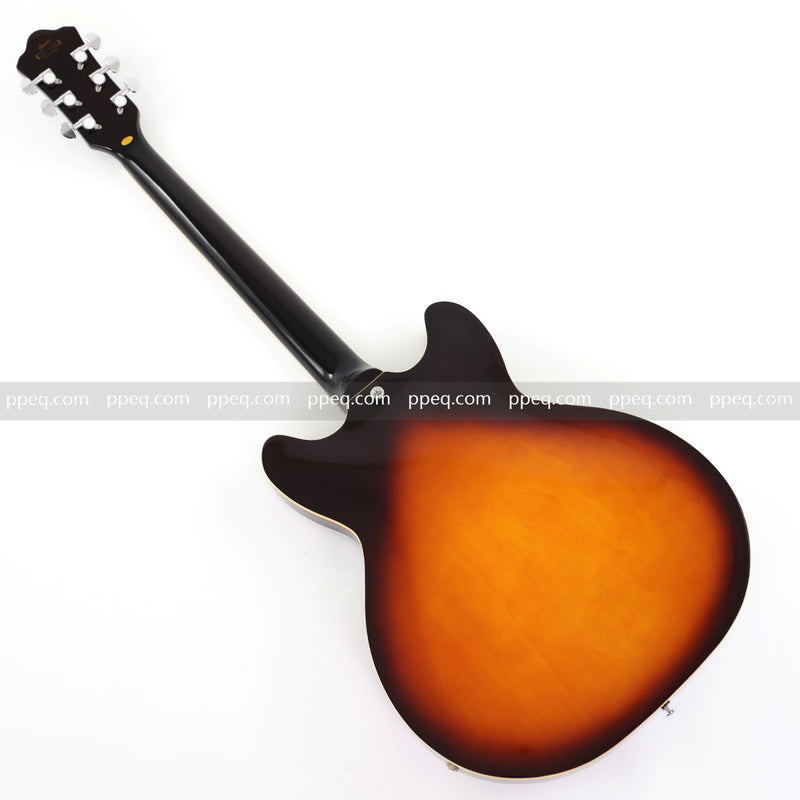 6-String ES-Style Semi-Hollow Body Electric Guitar with Sunburst Gloss Finish (YMZ-153)