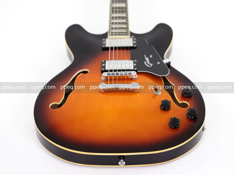 6-String ES-Style Semi-Hollow Body Electric Guitar with Sunburst Gloss Finish (YMZ-153)