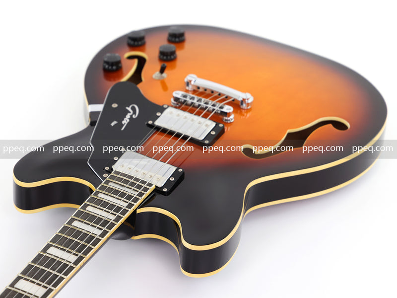 6-String ES-Style Semi-Hollow Body Electric Guitar with Sunburst Gloss Finish (YMZ-153)