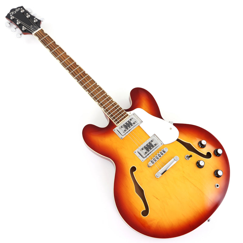 6-String ES-Style Semi-Hollow Body Electric Guitar with Sunburst Gloss Finish (HY-2502)