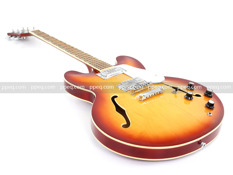 6-String ES-Style Semi-Hollow Body Electric Guitar with Sunburst Gloss Finish (HY-2502)