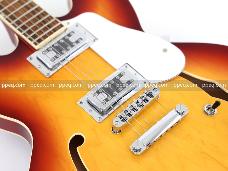 6-String ES-Style Semi-Hollow Body Electric Guitar with Sunburst Gloss Finish (HY-2502)