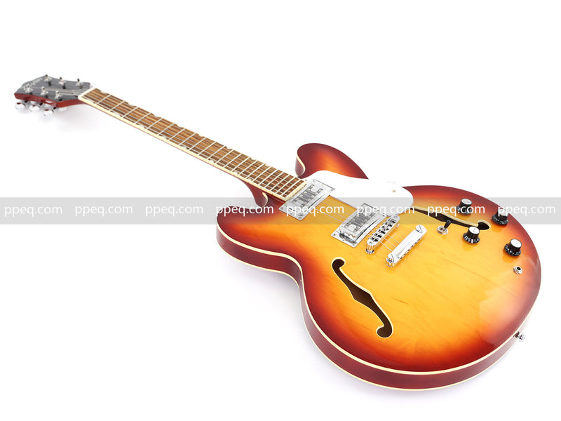 6-String ES-Style Semi-Hollow Body Electric Guitar with Sunburst Gloss Finish (HY-2502)