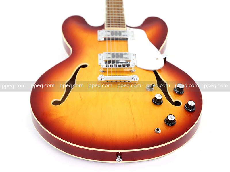 6-String ES-Style Semi-Hollow Body Electric Guitar with Sunburst Gloss Finish (HY-2502)