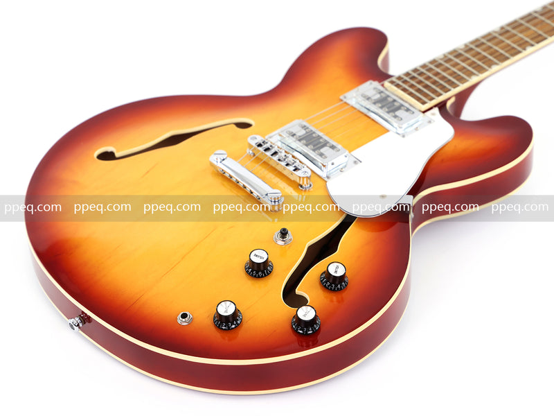 6-String ES-Style Semi-Hollow Body Electric Guitar with Sunburst Gloss Finish (HY-2502)
