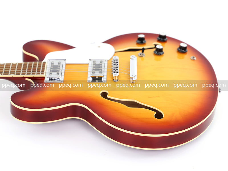 6-String ES-Style Semi-Hollow Body Electric Guitar with Sunburst Gloss Finish (HY-2502)