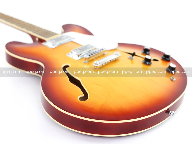 6-String ES-Style Semi-Hollow Body Electric Guitar with Sunburst Gloss Finish (HY-2502)