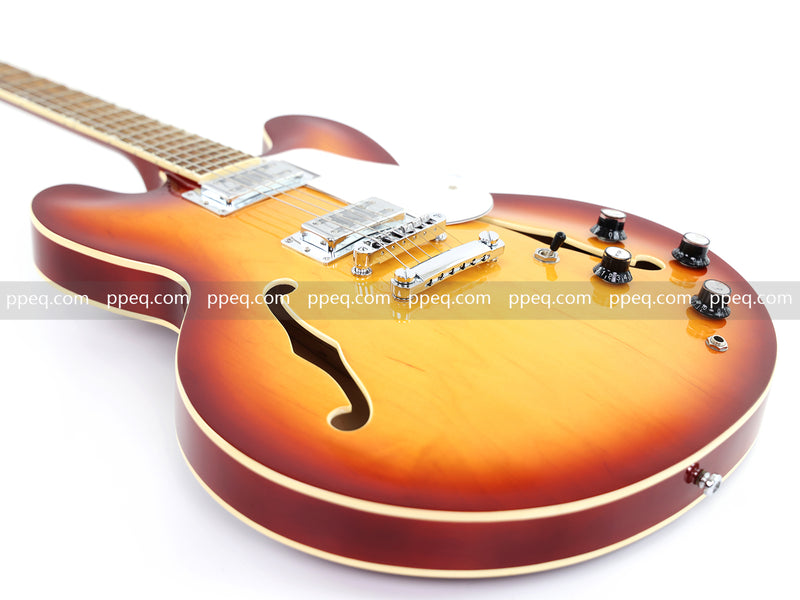 6-String ES-Style Semi-Hollow Body Electric Guitar with Sunburst Gloss Finish (HY-2502)