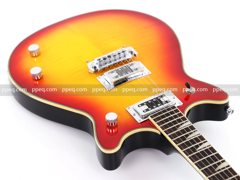 6-String Gloss Finish Electric Guitar with Flamed Maple Veneer Top (HY-2504)