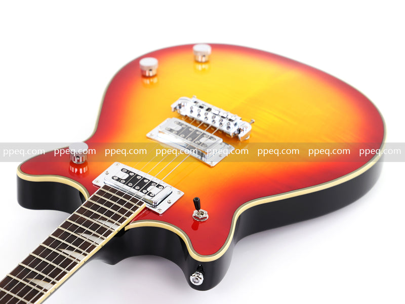 6-String Gloss Finish Electric Guitar with Flamed Maple Veneer Top (HY-2504)