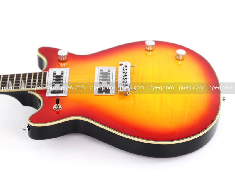 6-String Gloss Finish Electric Guitar with Flamed Maple Veneer Top (HY-2504)