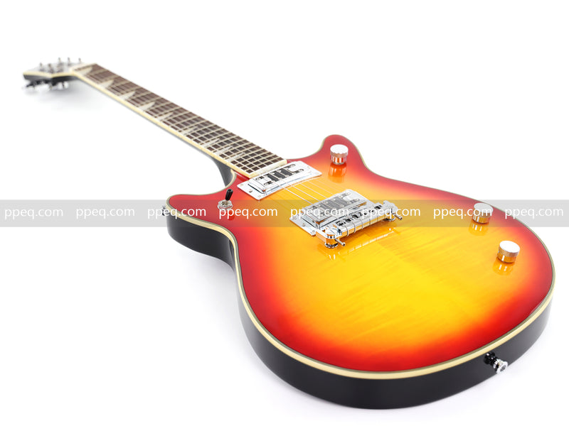 6-String Gloss Finish Electric Guitar with Flamed Maple Veneer Top (HY-2504)