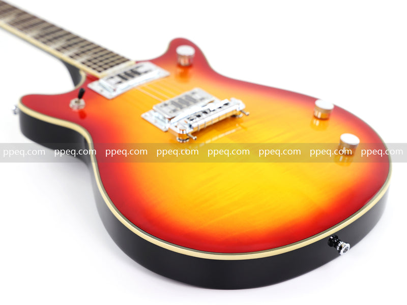 6-String Gloss Finish Electric Guitar with Flamed Maple Veneer Top (HY-2504)