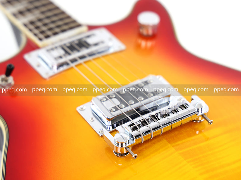 6-String Gloss Finish Electric Guitar with Flamed Maple Veneer Top (HY-2504)