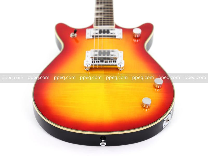 6-String Gloss Finish Electric Guitar with Flamed Maple Veneer Top (HY-2504)