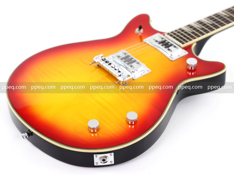 6-String Gloss Finish Electric Guitar with Flamed Maple Veneer Top (HY-2504)