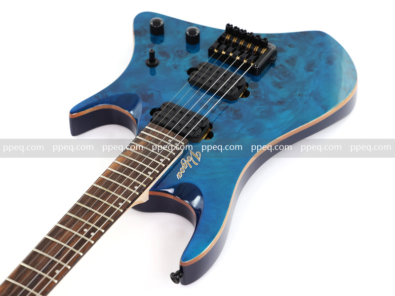 6-String Headless Electric Guitar with Burl Maple Veneer Top (YY-640)