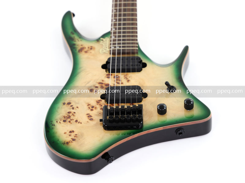 6-String Headless Electric Guitar with Burl Maple Veneer Top (YY-641)