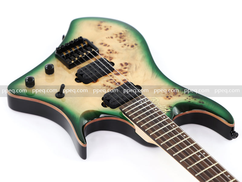 6-String Headless Electric Guitar with Burl Maple Veneer Top (YY-641)