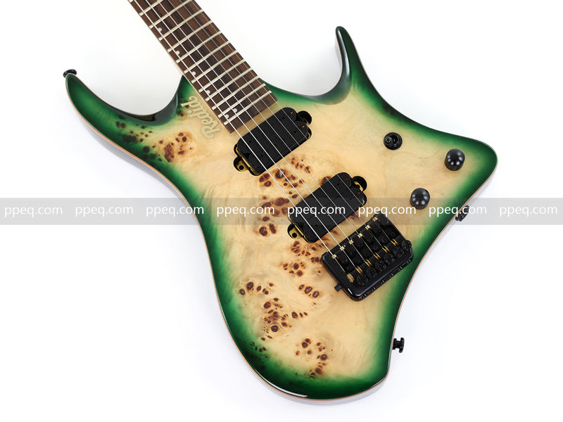 6-String Headless Electric Guitar with Burl Maple Veneer Top (YY-641)