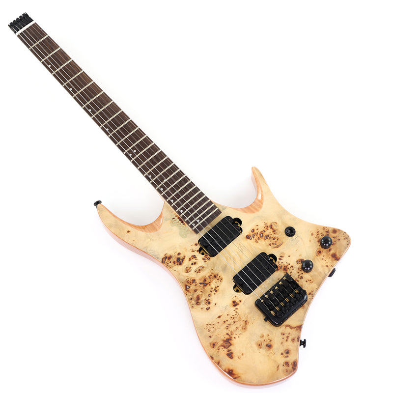 6-String Headless Electric Guitar with Burl Maple Veneer Top (YY-642)