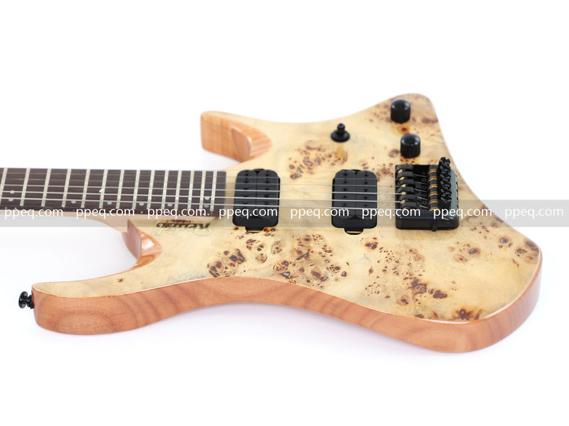 6-String Headless Electric Guitar with Burl Maple Veneer Top (YY-642)
