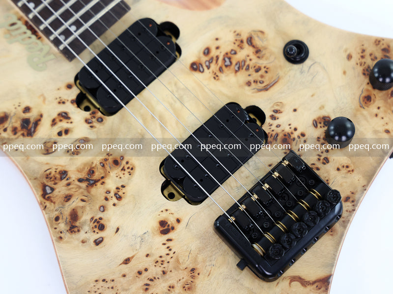 6-String Headless Electric Guitar with Burl Maple Veneer Top (YY-642)