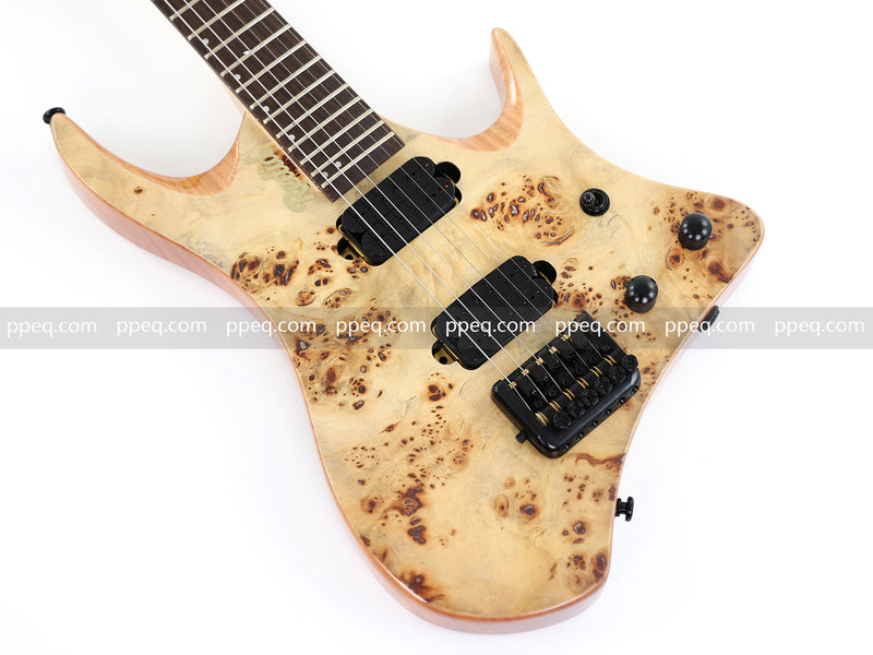 6-String Headless Electric Guitar with Burl Maple Veneer Top (YY-642)