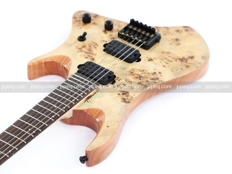 6-String Headless Electric Guitar with Burl Maple Veneer Top (YY-642)