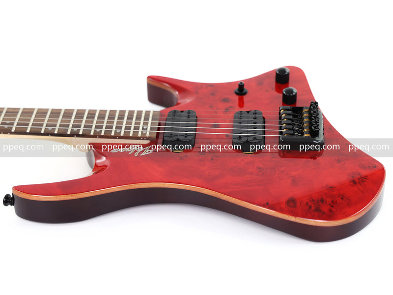 6-String Headless Electric Guitar with Burl Maple Veneer Top (YY-643)