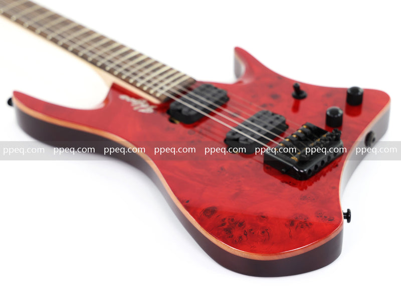 6-String Headless Electric Guitar with Burl Maple Veneer Top (YY-643)