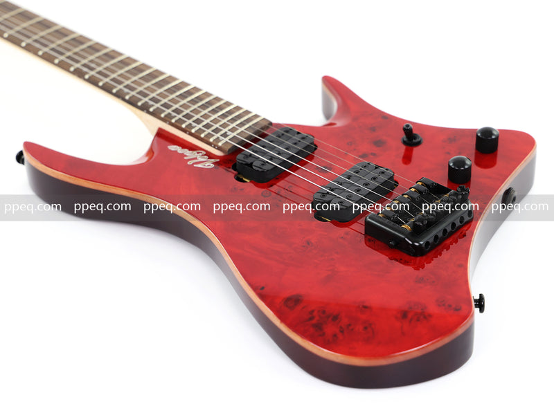 6-String Headless Electric Guitar with Burl Maple Veneer Top (YY-643)