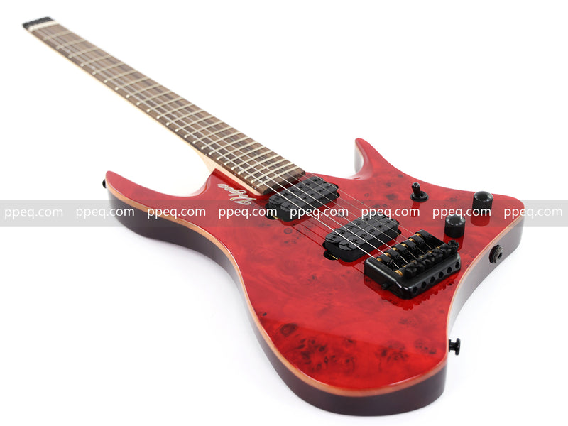 6-String Headless Electric Guitar with Burl Maple Veneer Top (YY-643)