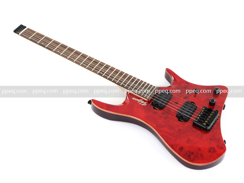 6-String Headless Electric Guitar with Burl Maple Veneer Top (YY-643)