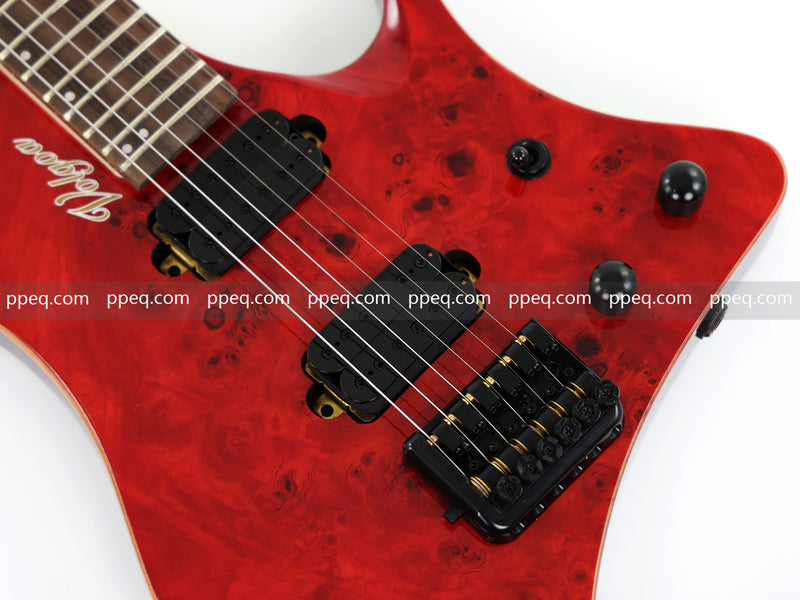 6-String Headless Electric Guitar with Burl Maple Veneer Top (YY-643)