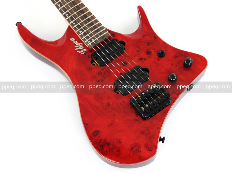 6-String Headless Electric Guitar with Burl Maple Veneer Top (YY-643)