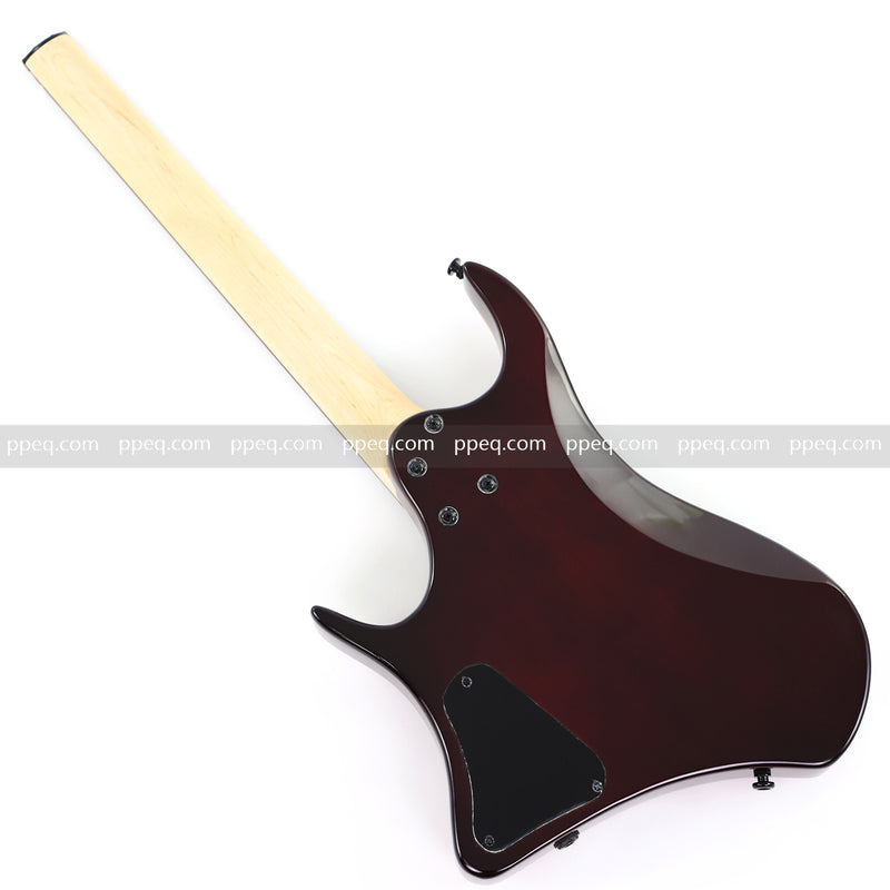 6-String Headless Electric Guitar with Burl Maple Veneer Top (YY-643)