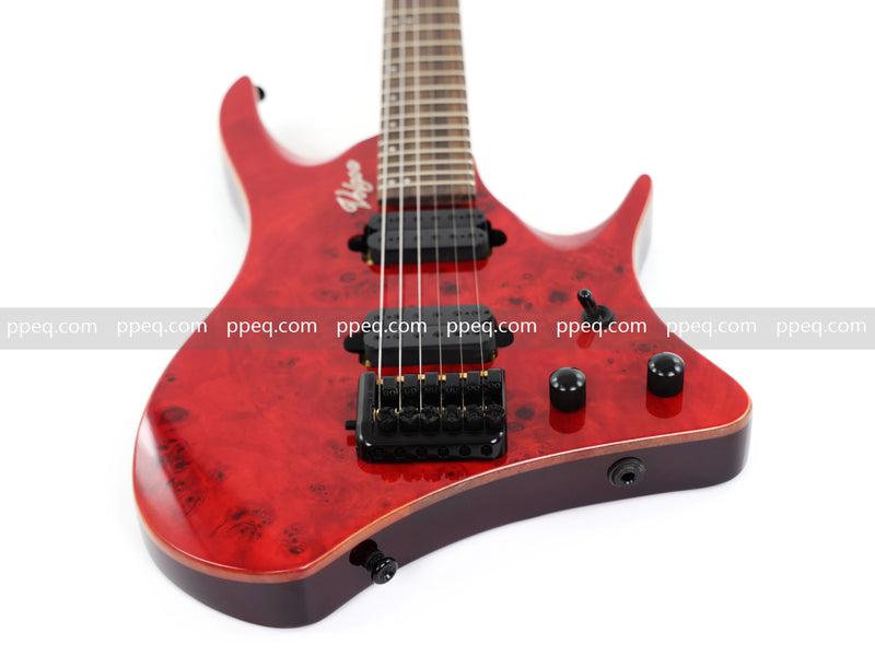 6-String Headless Electric Guitar with Burl Maple Veneer Top (YY-643)