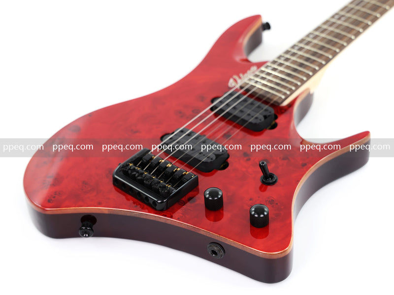 6-String Headless Electric Guitar with Burl Maple Veneer Top (YY-643)