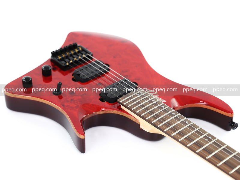 6-String Headless Electric Guitar with Burl Maple Veneer Top (YY-643)