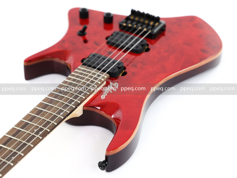 6-String Headless Electric Guitar with Burl Maple Veneer Top (YY-643)