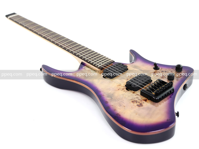 6-String Headless Electric Guitar with Burl Maple Veneer Top (YY-644)