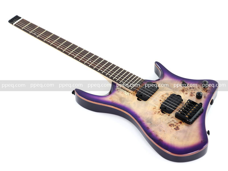 6-String Headless Electric Guitar with Burl Maple Veneer Top (YY-644)