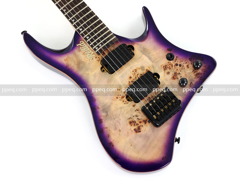 6-String Headless Electric Guitar with Burl Maple Veneer Top (YY-644)